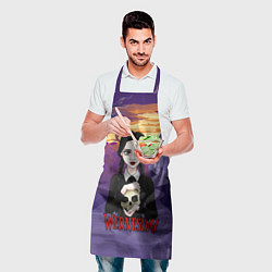Фартук кулинарный Уэнсдэй с черепом в руках, цвет: 3D-принт — фото 2