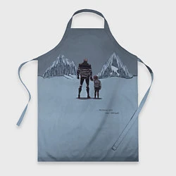Фартук кулинарный Папа с ребенком идут в горы, цвет: 3D-принт