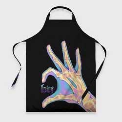 Фартук кулинарный Сердечко правой рукой - неоновый рентген, цвет: 3D-принт