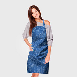 Фартук кулинарный Женские лица на джинсовом синем, цвет: 3D-принт — фото 2