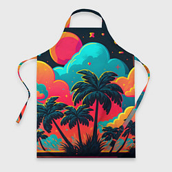 Фартук кулинарный Неоновые пальмы на закате, цвет: 3D-принт
