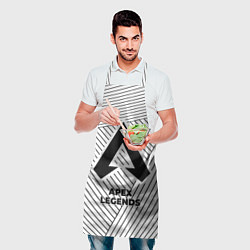 Фартук кулинарный Символ Apex Legends на светлом фоне с полосами, цвет: 3D-принт — фото 2