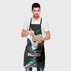 Фартук кулинарный Destiny в стиле glitch и баги графики на темном фо, цвет: 3D-принт — фото 2