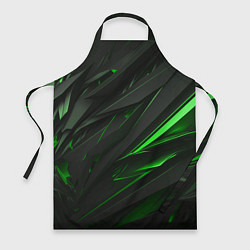 Фартук кулинарный Черные объекты в зеленым свечением, цвет: 3D-принт