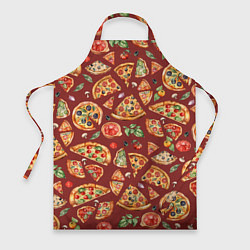 Фартук кулинарный Кусочки пиццы ассорти - акварельный паттерн, цвет: 3D-принт