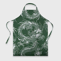 Фартук кулинарный Татуировка дракона на зеленом фоне, цвет: 3D-принт