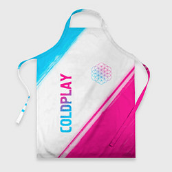 Фартук кулинарный Coldplay neon gradient style: надпись, символ, цвет: 3D-принт