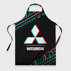 Фартук кулинарный Значок Mitsubishi в стиле glitch на темном фоне, цвет: 3D-принт