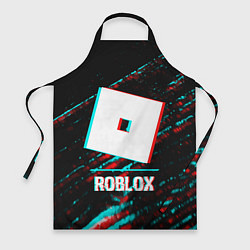 Фартук кулинарный Roblox в стиле glitch и баги графики на темном фон, цвет: 3D-принт