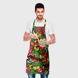 Фартук кулинарный Хиппи, знаки, позитифф, цвет: 3D-принт — фото 2