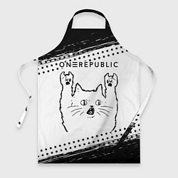 Фартук кулинарный OneRepublic рок кот на светлом фоне, цвет: 3D-принт