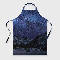 Фартук кулинарный Снежные горы и космос, цвет: 3D-принт