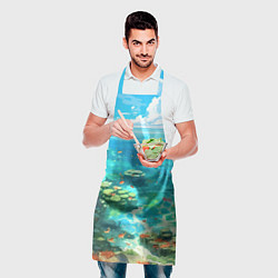 Фартук кулинарный Морской фон аниме, цвет: 3D-принт — фото 2