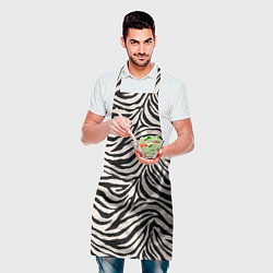 Фартук кулинарный Полосатая шкура зебры, белого тигра, цвет: 3D-принт — фото 2