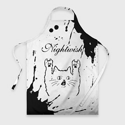 Фартук кулинарный Nightwish рок кот на светлом фоне, цвет: 3D-принт