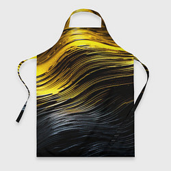 Фартук кулинарный Золотистые волны на черном, цвет: 3D-принт