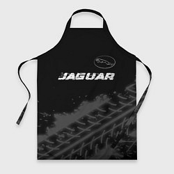 Фартук кулинарный Jaguar speed на темном фоне со следами шин: символ, цвет: 3D-принт