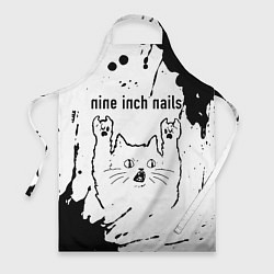 Фартук кулинарный Nine Inch Nails рок кот на светлом фоне, цвет: 3D-принт