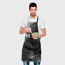 Фартук кулинарный The Sims glitch на темном фоне: символ сверху, цвет: 3D-принт — фото 2