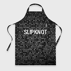 Фартук кулинарный Slipknot glitch на темном фоне: символ сверху, цвет: 3D-принт