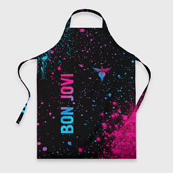 Фартук кулинарный Bon Jovi - neon gradient: надпись, символ, цвет: 3D-принт