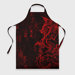 Фартук кулинарный Красный дракон - иероглифы, цвет: 3D-принт