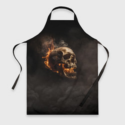 Фартук кулинарный Горящий череп в дыму, цвет: 3D-принт