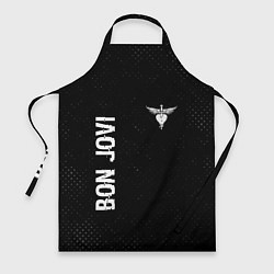 Фартук кулинарный Bon Jovi glitch на темном фоне: надпись, символ, цвет: 3D-принт