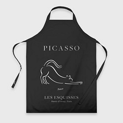 Фартук кулинарный Кот на черном - Пабло Пикассо, цвет: 3D-принт