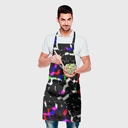 Фартук кулинарный Цветные угловатые фигуры на черном, цвет: 3D-принт — фото 2