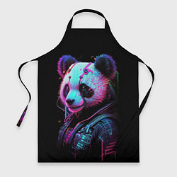 Фартук кулинарный Панда в красках киберпанк, цвет: 3D-принт