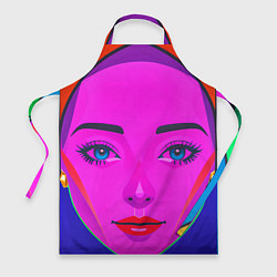 Фартук кулинарный Девушка с голубыми глазами и фиолетовым лицом, цвет: 3D-принт