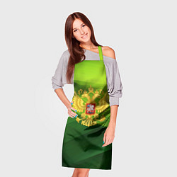 Фартук кулинарный Золотистый герб России на зеленом фоне, цвет: 3D-принт — фото 2