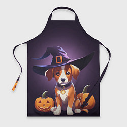 Фартук кулинарный Песик и две тыквы на Хэллоуин, цвет: 3D-принт