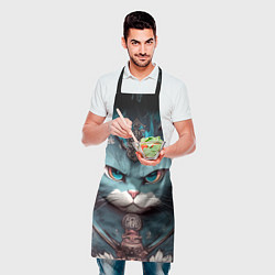 Фартук кулинарный Кот самурай сердитый, цвет: 3D-принт — фото 2