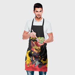 Фартук кулинарный Кот рокер - огонь, цвет: 3D-принт — фото 2