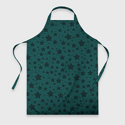 Фартук кулинарный Звёзды чёрно-зелёный, цвет: 3D-принт