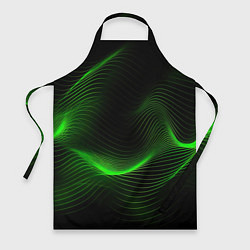 Фартук кулинарный Зеленая абстракция на черном фоне, цвет: 3D-принт