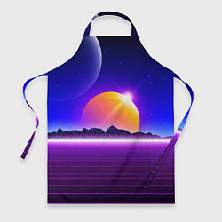 Фартук кулинарный Mountains - sun - space - vaporwave, цвет: 3D-принт