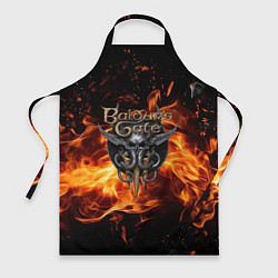 Фартук кулинарный Baldurs Gate 3 fire logo, цвет: 3D-принт