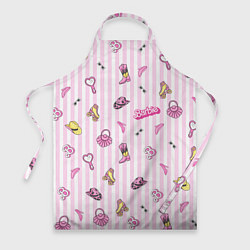 Фартук кулинарный Барби - розовая полоска и аксессуары, цвет: 3D-принт