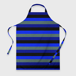 Фартук кулинарный Полосатый сине-чёрный, цвет: 3D-принт