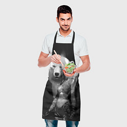 Фартук кулинарный Блондинка с большим белым медведем, цвет: 3D-принт — фото 2
