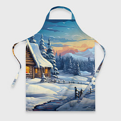Фартук кулинарный Зимний новогодний пейзаж, цвет: 3D-принт