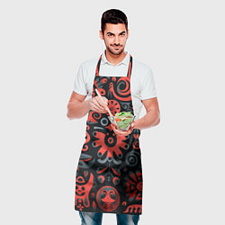 Фартук кулинарный Красно-черный узор в славянском стиле, цвет: 3D-принт — фото 2