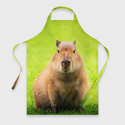 Фартук кулинарный Capybara on green grass, цвет: 3D-принт