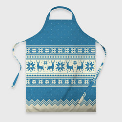 Фартук Sweater with deer on a blue background