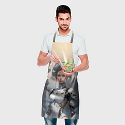 Фартук кулинарный Девушка в футуристичной тиаре, цвет: 3D-принт — фото 2