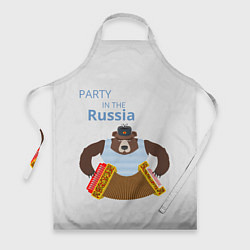 Фартук кулинарный Вечеринка в России с медведем, цвет: 3D-принт