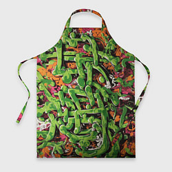 Фартук кулинарный Оранжево-зелёное граффити, цвет: 3D-принт